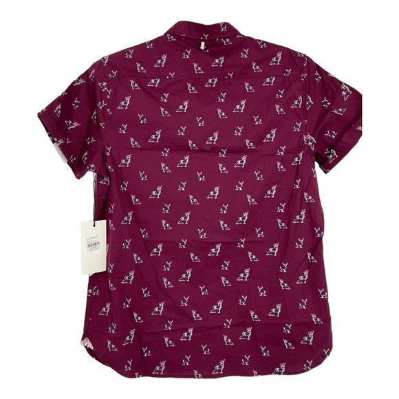 NEW Paper Denim and Cloth Mens Button Down Top Shirt M Maroon Short Sleeve - Picture 6 of 10